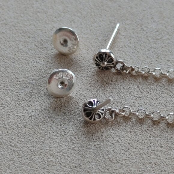 Chrome Hearts Spike Drop Earrings 925 Sterling Silver (Pair) New - Picture 13 of 14